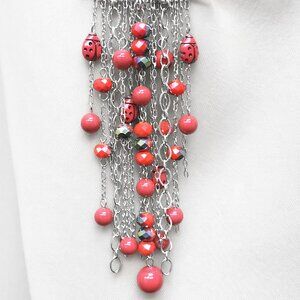 🆕💖Trend Alert Red Coral Crystal Waterfall Pin